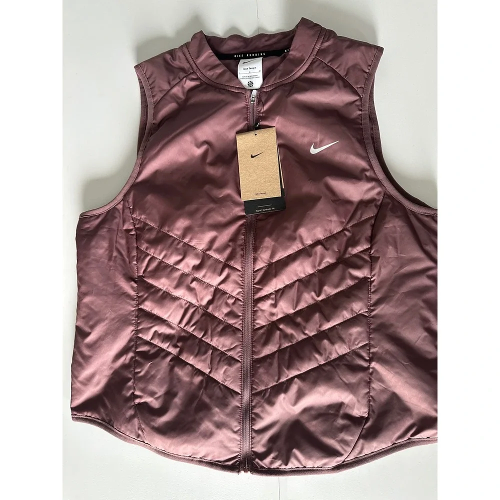 Nike Tempo Repel Running Vest Womens Large Mauve Purple Synthetic Fill Puffer L